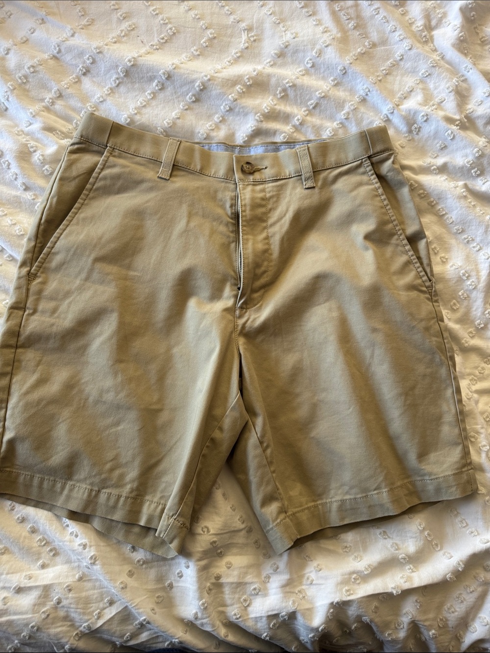 Khaki Flat-Front Casual Shorts
